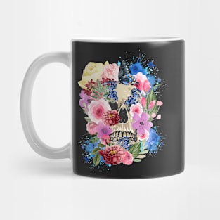 Skull With Flowers - Flowery Bloom Skull Art Mug